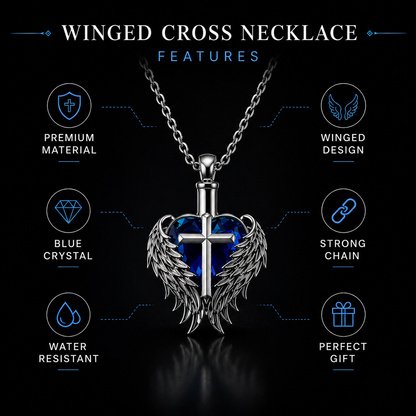 Cross Necklace with Interlaced Wings